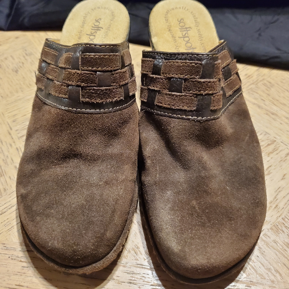 Softspots Brown Suede Women's Clogs